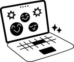 Good mood sticker in glyph style vector