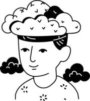 A glyph sticker of depressed character vector