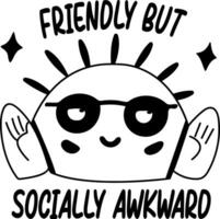 A glyph sticker of a character with socially awkward typography vector