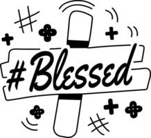 Blessed typography sticker in glyph style vector