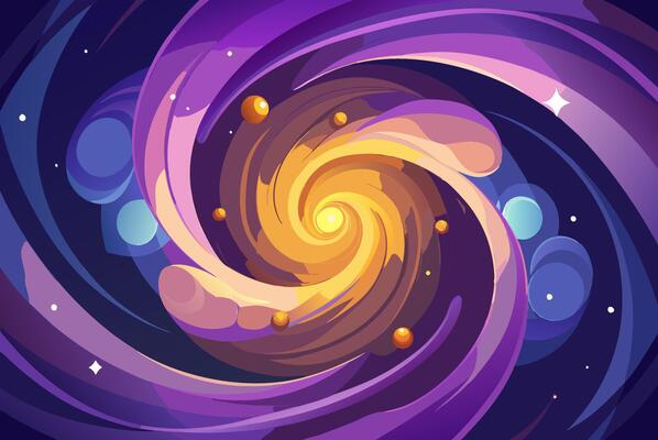 A colorful galaxy with a spiral shape