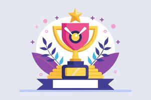 A trophy with a star on top and a ribbon vector