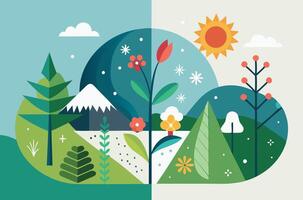 Two different illustrations of the same scene vector