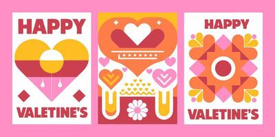 Valentine's day cards with hearts and hearts vector