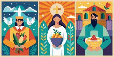 Three different illustrations of the holy trinity vector