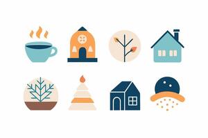 Winter icons set vector