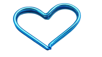 A Bright Blue Paperclip Shaped Like a Heart Perfect for Playful Office Use or Creative Crafts. png