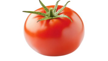 A Bright Red Tomato with a Fresh Green Stem Perfect for Culinary Displays and Food Photography, Adding Vibrance to Any Dish or Recipe Image. png