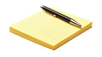 Bright Yellow Sticky Note Pad with Pen for Effective Note Taking and Organization, Perfect for Office or Home Use. png