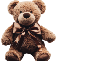 A Cute Brown Teddy Bear with a Ribbon Bow Ideal for Gift-Giving and Nursery Decor. png