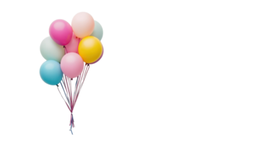 A Bright and Cheerful Bundle of Colorful Balloons Tied Together for Celebrations, Parties, and Events Aimed at Adding a Joyful Atmosphere. png