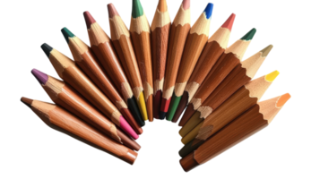 An Artistic Bundle of Vibrant Colored Pencils Arranged in a Fan Shape Perfect for Creative Projects and Illustrations. png