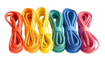 A Vibrant Bundle of Colorful Shoelaces Tied Together Perfect for Shoe Customization and Fashion Projects. png
