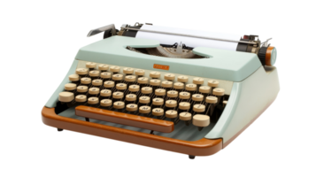 A classic typewriter positioned elegantly with a blank sheet of paper ready for creative writing, perfect for nostalgic projects or vintage-themed designs.. png