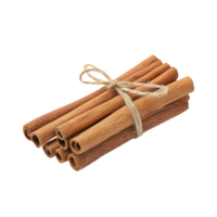 A bundle of cinnamon sticks tied with twine, perfect for culinary or decorative use. png