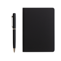 Stylish black notebook and pen, perfect for notes and ideas in any professional setting. png