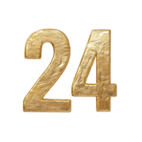 Golden number twenty-four on a textured background, ideal for design projects. png