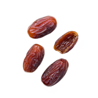 A close-up of fresh dates on a white isolated background, highlighting their rich texture and natural sweetness. png