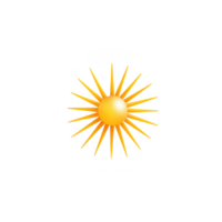 Bright sun illustration with rays on a white isolated background, perfect for summer themes and design projects. png