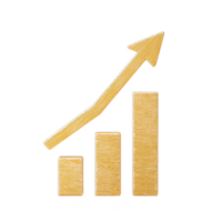 Graph representing growth with an upward arrow on a white isolated background. png