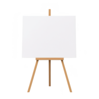 Empty canvas on a wooden easel, perfect for showcasing artwork or creative projects, isolated on white background. png
