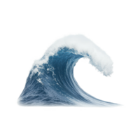 Dynamic ocean wave with frothy crest, isolated on white background, representing nature's power and beauty. png