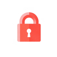 Red padlock icon, symbolizing security and privacy on a white isolated background. png