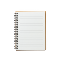 Spiral-bound notebook with blank lined pages, perfect for notes and sketches. png