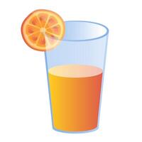 Citrus orange juice in a glass cup sliced fresh fruit cartoon illustration image vector