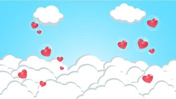 Red heart in a bubble floating on a cloud vector