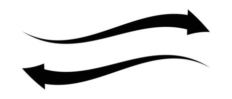 Arrow . Arrow to left and right icon web design isolated on white background. Long curve black arrow set. illustration. vector