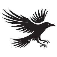 Silhouette of a Raven in Dynamic Flight vector