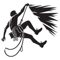 Dramatic Silhouette of a Climber Falling from a Cliff vector
