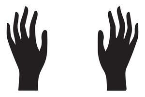Pair of Simple Hands Silhouette Reaching Upward vector