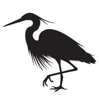Silhouette of a Heron Bird in a Natural Pose vector