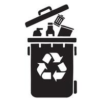 Recycle Bin Overflowing with Trash Silhouette Graphic vector