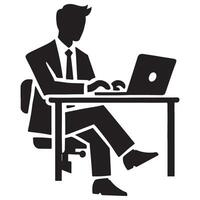 Businessman Working at Desk Silhouette Illustration vector