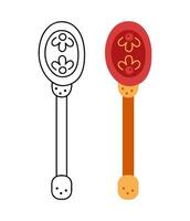 Two spoons with pattern. Hand drawn clip art for your project. vector