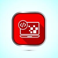 Coding icon design illustration, Web development icon, Red shadow button design vector