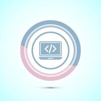 Coding icon design illustration, Web development icon, Pastel color button design vector