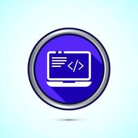 Coding icon design illustration, Web development icon, Blue shadow button design vector