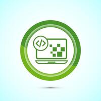 Coding icon design illustration, Web development icon, Green color button design vector
