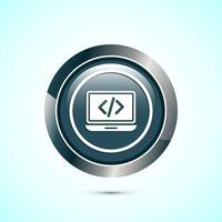 Coding icon design illustration, Web development icon, Gray color round button design vector