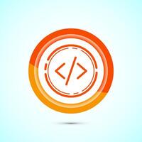 Coding icon design illustration, Web development icon, Orange color button design vector