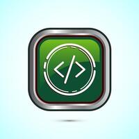 Coding icon design illustration, Web development icon, Green color square button design vector