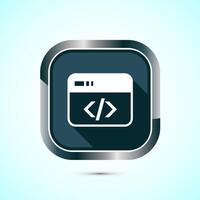 Coding icon design illustration, Web development icon, Gray shadow button design vector