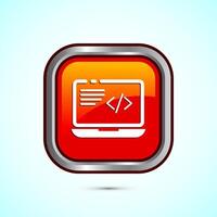Coding icon design illustration, Web development icon, Orange color square button design vector