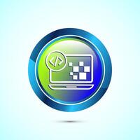 Coding icon design illustration, Web development icon, Glossy round button design vector