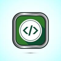 Coding icon design illustration, Web development icon, Green shadow button design vector