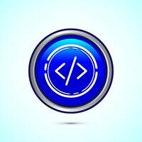 Coding icon design illustration, Web development icon, Blue color round button design vector